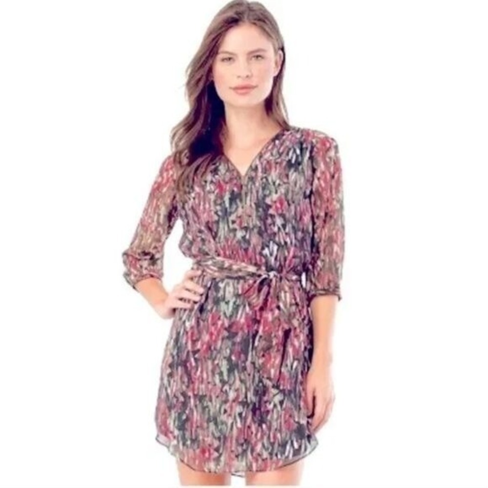 IZ Byer Zippered Front Belted Lined Mid Sleeve Sz. M Dress